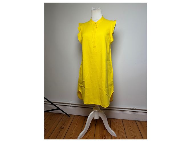 Stella Mc Cartney Vintage Stella McCartney geripptes Baumwoll-Shiftkleid Gelb 2015 S - Ansicht 7