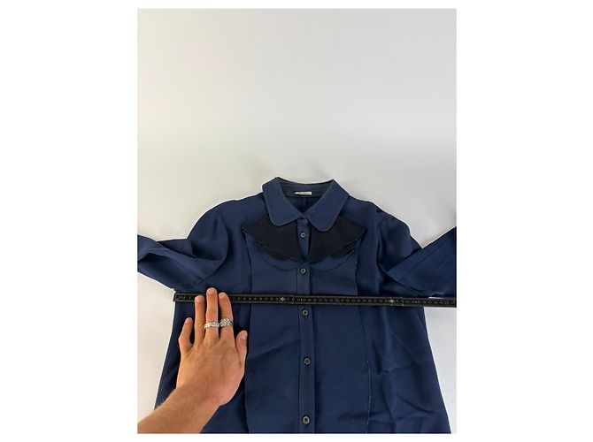 Abito Camicia Vintage Miu Miu Navy Black Collar XL - vista 9