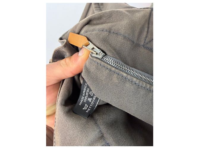 Borsa Tote Vintage Hermès Troca Canvas Fine anni 1990 Grigio Scuro Arancione - vista 4