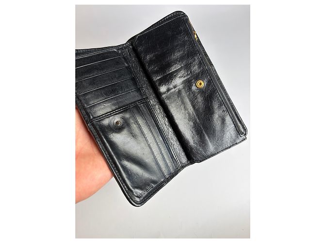 Vintage Miu Miu Matelassé Leather Bifold Wallet c. Late 2000s Black - view 6
