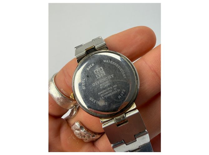 Vintage Givenchy zweifarbige Armbanduhr späte 1980er Silver Gold - Ansicht 2