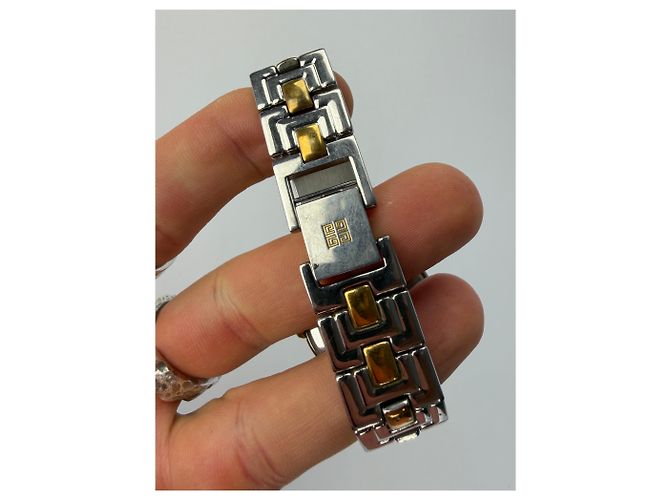Vintage Givenchy zweifarbige Armbanduhr späte 1980er Silver Gold - Ansicht 6