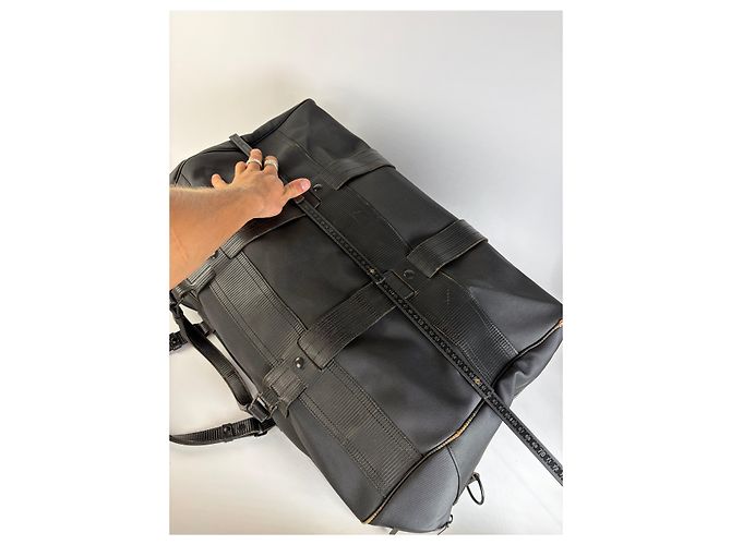Vintage Versace Weekender Duffle Bag aus Nylon mit Lederbesatz Schwarz - Ansicht 10