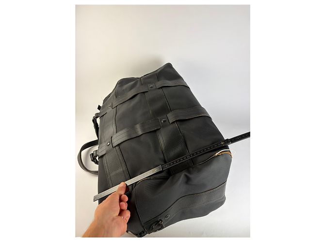 Vintage Versace Weekender Duffle Bag aus Nylon mit Lederbesatz Schwarz - Ansicht 11