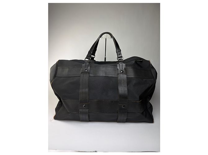 Vintage Versace Weekender Duffle Bag aus Nylon mit Lederbesatz Schwarz - Ansicht 14