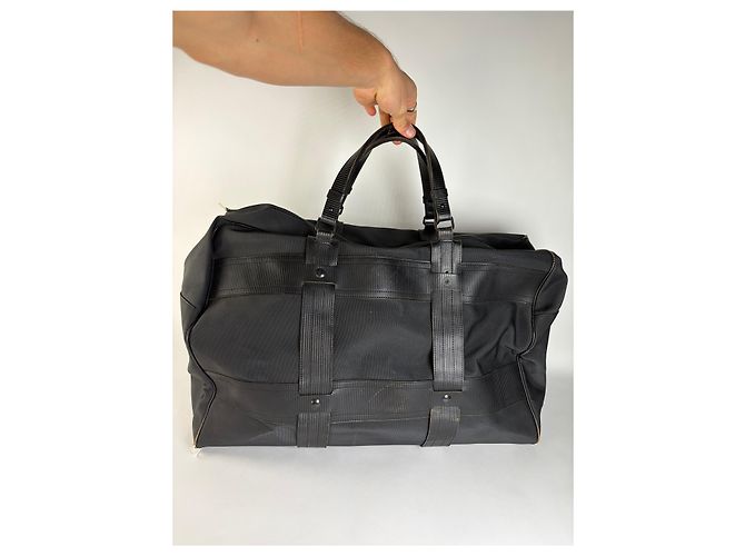 Vintage Versace Weekender Duffle Bag aus Nylon mit Lederbesatz Schwarz - Ansicht 15