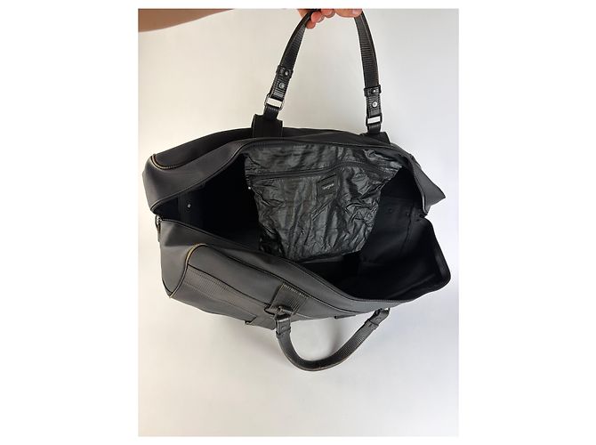 Vintage Versace Weekender Duffle Bag aus Nylon mit Lederbesatz Schwarz - Ansicht 2