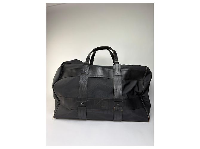 Vintage Versace Weekender Duffle Bag aus Nylon mit Lederbesatz Schwarz - Ansicht 3