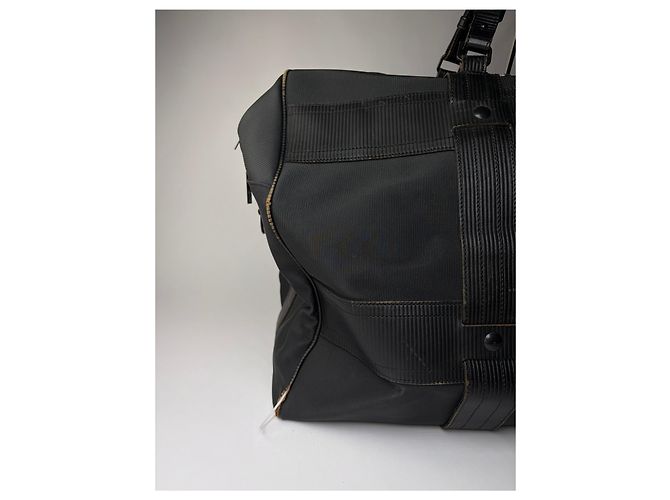 Vintage Versace Weekender Duffle Bag aus Nylon mit Lederbesatz Schwarz - Ansicht 6