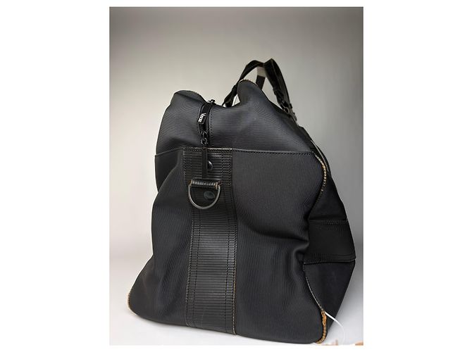 Vintage Versace Weekender Duffle Bag aus Nylon mit Lederbesatz Schwarz - Ansicht 8