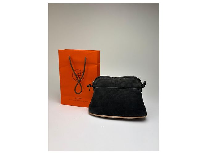 Trim Vintage Hermès Canvas Kosmetiktasche Schwarz Silber - Ansicht 13