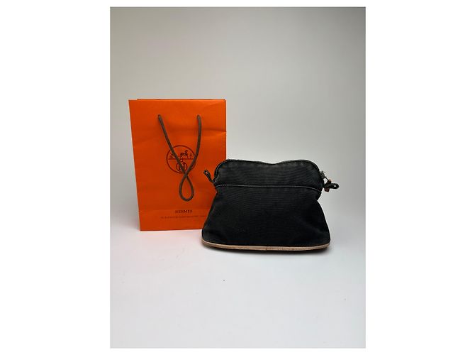 Trim Vintage Hermès Canvas Kosmetiktasche Schwarz Silber - Ansicht 2