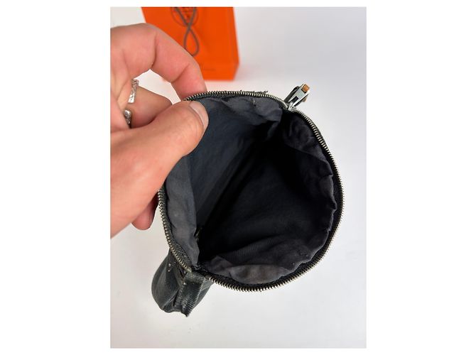Trim Vintage Hermès Canvas Kosmetiktasche Schwarz Silber - Ansicht 3