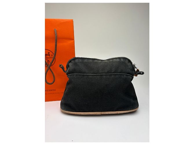 Trim Vintage Hermès Canvas Kosmetiktasche Schwarz Silber - Ansicht 8