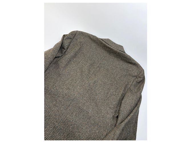 Vintage Givenchy Men's Houndstooth Wool Blazer & Trousers Brown Beige L - view 10