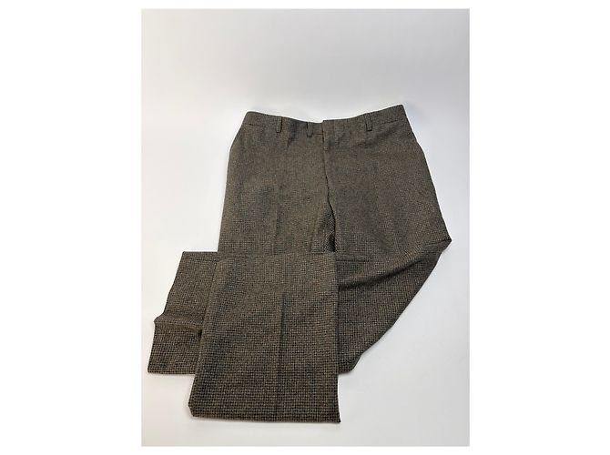 Vintage Givenchy Men's Houndstooth Wool Blazer & Trousers Brown Beige L - view 11