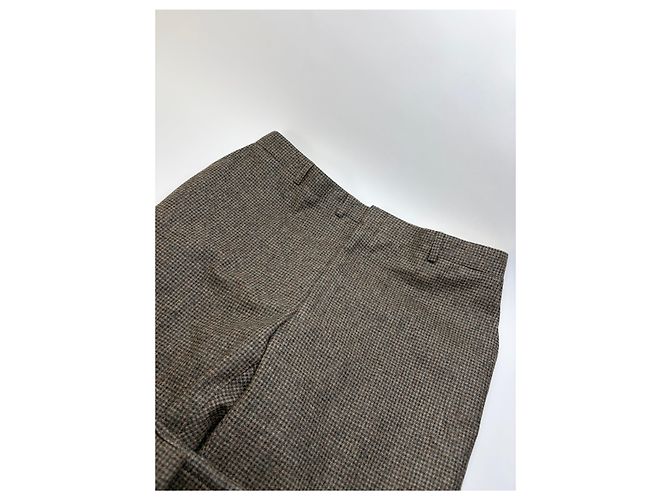 Vintage Givenchy Men's Houndstooth Wool Blazer & Trousers Brown Beige L - view 12