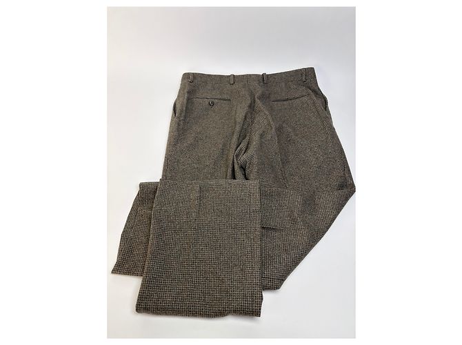 Vintage Givenchy Men's Houndstooth Wool Blazer & Trousers Brown Beige L - view 14