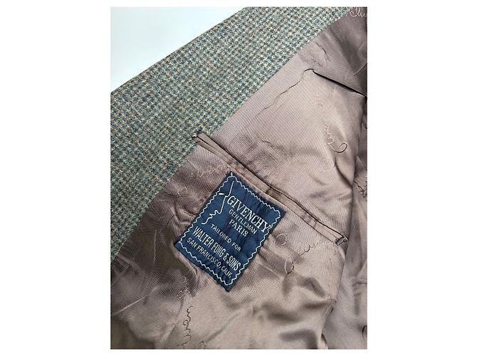 Vintage Givenchy Men's Houndstooth Wool Blazer & Trousers Brown Beige L - view 4