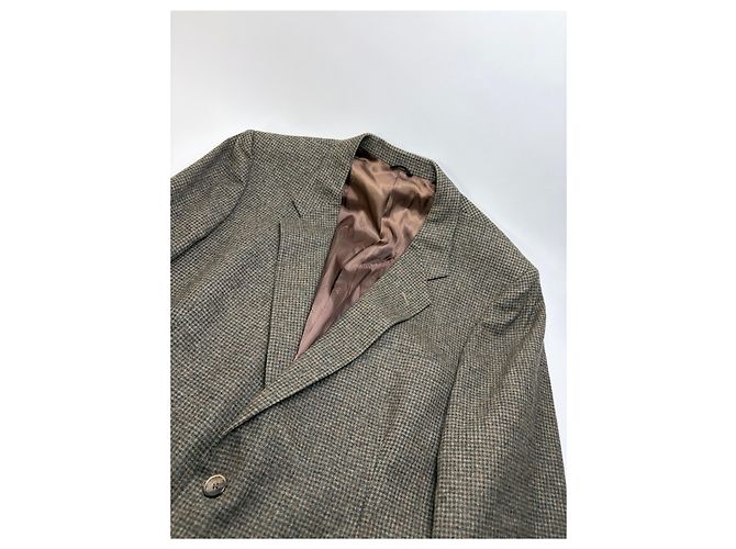 Vintage Givenchy Men's Houndstooth Wool Blazer & Trousers Brown Beige L - view 6