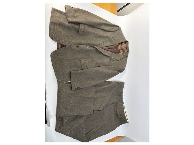 Vintage Givenchy Men's Houndstooth Wool Blazer & Trousers Brown Beige L - view 8