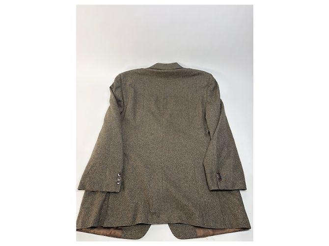 Vintage Givenchy Men's Houndstooth Wool Blazer & Trousers Brown Beige L - view 9