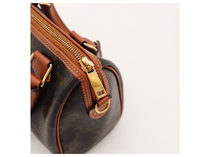 Céline Celine Monogram Canvas Boston Bag Brown - view 7