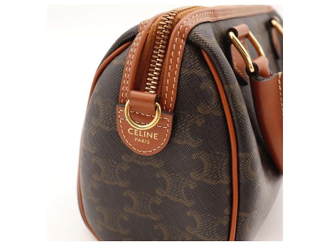 Céline Celine Monogram Canvas Boston Bag Brown - view 9