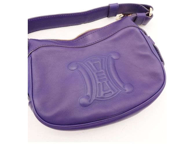 Céline Celine Sac à épaule Triomphe en cuir violet - vue 6