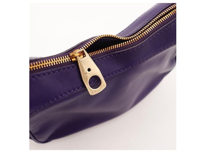 Céline Celine Sac à épaule Triomphe en cuir violet - vue 7