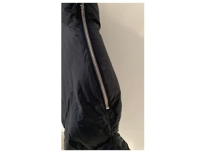 Brunello Cucinelli Black Nylon Down Poncho with Fur Collar - view 6