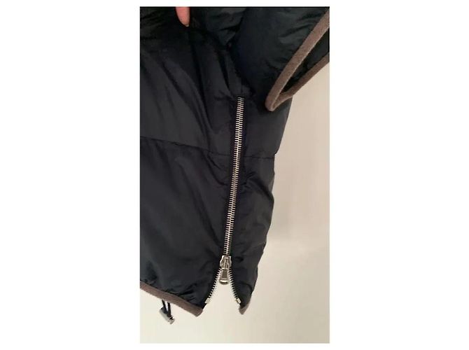 Brunello Cucinelli Black Nylon Down Poncho with Fur Collar - view 7
