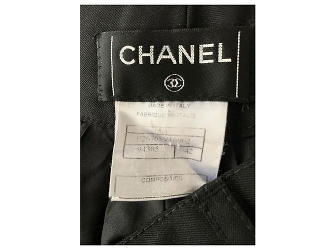 Chanel Calças Wide Leg em Seda e Algodão Preto - vista 3