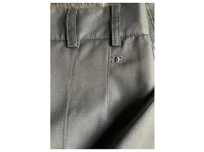 Chanel Calças Wide Leg em Seda e Algodão Preto - vista 4