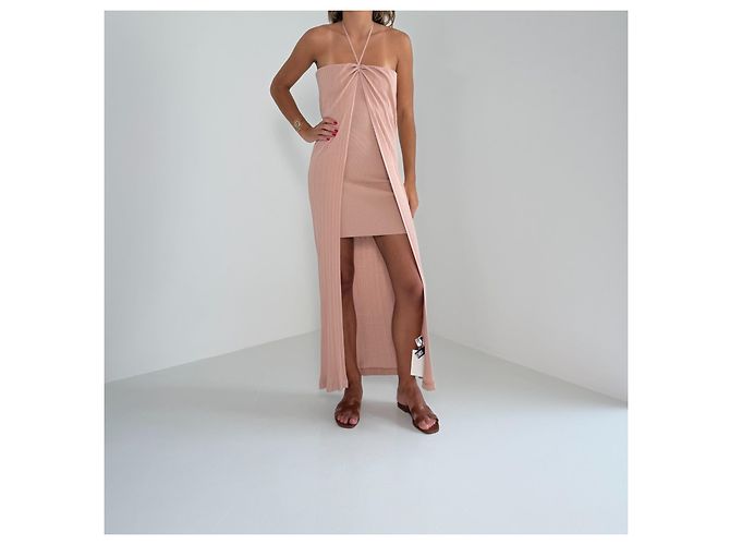 Vestido Maxi Halterneck Acanalado Jacquemus - Rosa Blush - vista 2