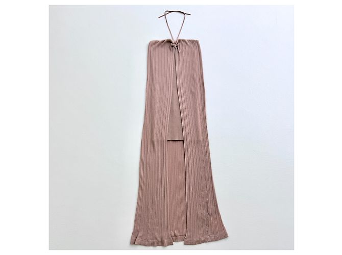 Vestido Maxi Halterneck Acanalado Jacquemus - Rosa Blush - vista 3
