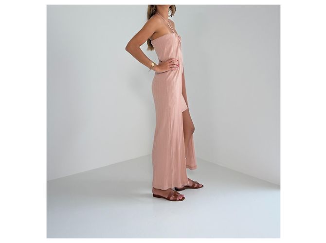 Vestido Maxi Halterneck Acanalado Jacquemus - Rosa Blush - vista 5