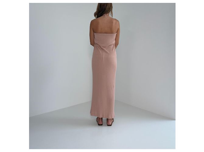 Vestido Maxi Halterneck Acanalado Jacquemus - Rosa Blush - vista 8