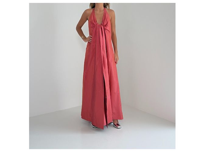 Autre Marque Jesús del Pozo Seiden-Maxikleid mit Neckholder - Ansicht 2