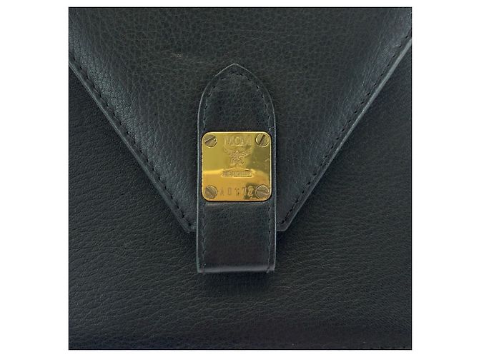 MCM Vintage Mini Handtasche aus schwarzem Leder - Ansicht 4
