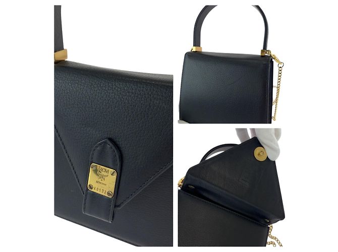 MCM Vintage Mini Handtasche aus schwarzem Leder - Ansicht 5