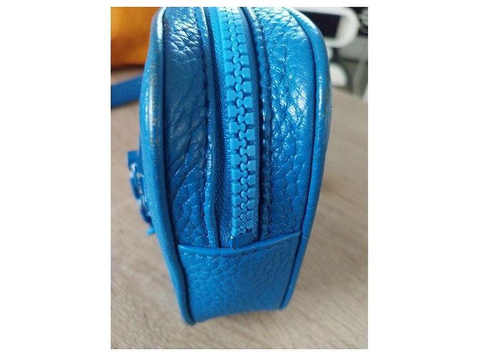 Louis Vuitton Pochette in pelle blu monogramma impresso - vista 12