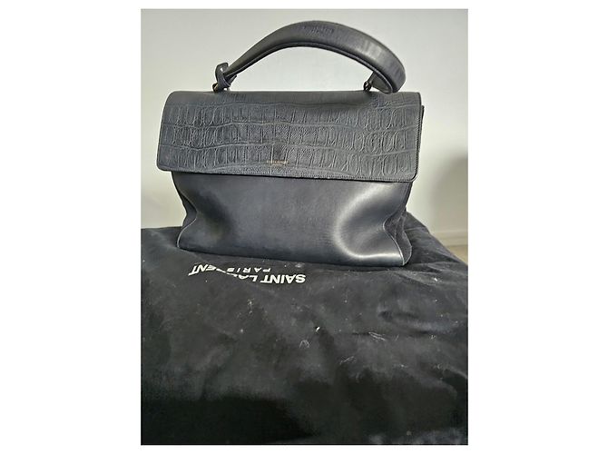 Autre Marque Borsa a mano Saint Laurent Moujik in pelle nera - vista 16