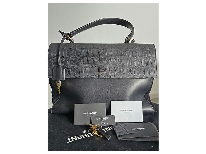 Autre Marque Borsa a mano Saint Laurent Moujik in pelle nera - vista 2