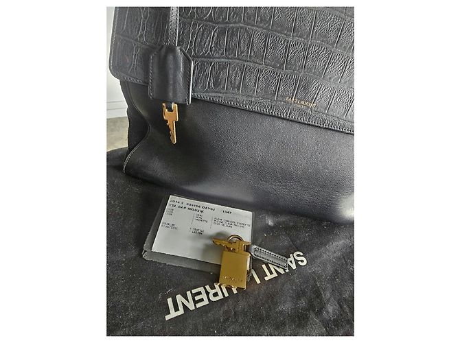 Autre Marque Borsa a mano Saint Laurent Moujik in pelle nera - vista 6