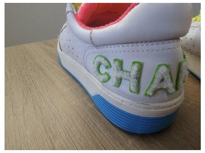Chanel White Leather Multi-Color Sneakers - view 3