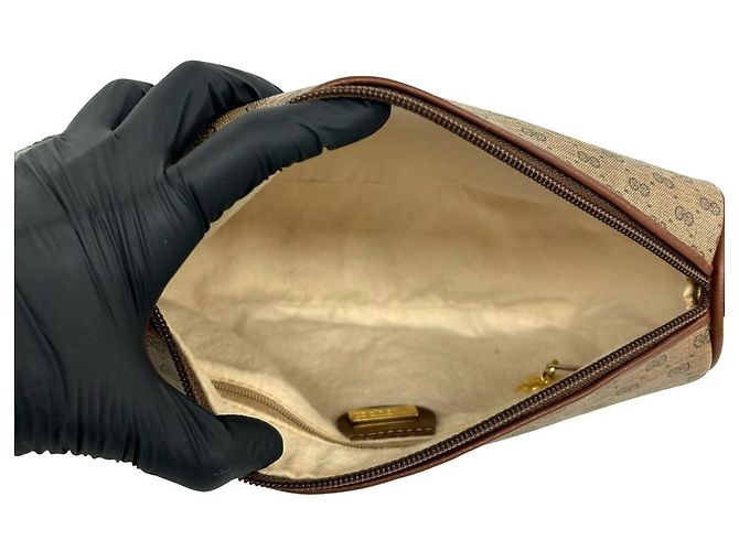 Gucci Vintage Micro GG Logo Pattern Schultertasche aus Leder - Ansicht 9