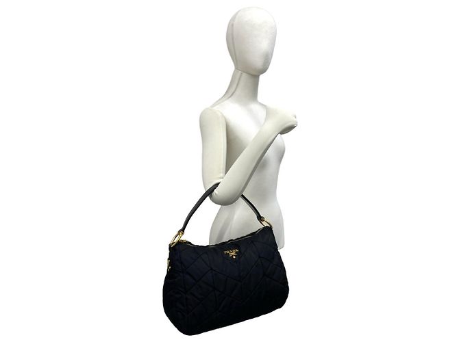 Borsa a mano Prada in nylon Tessuto trapuntato nero - vista 2