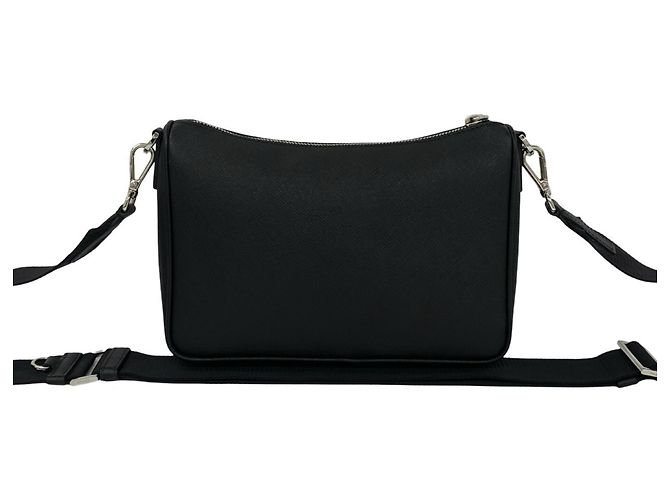 Prada Black Saffiano Leather Shoulder Bag Pouch - view 3