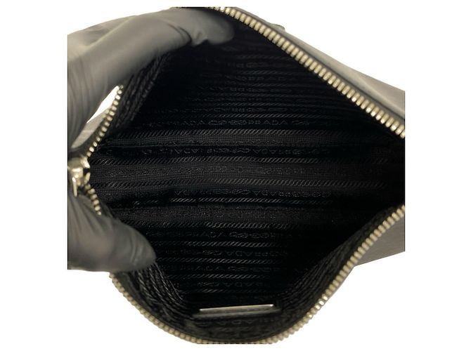 Prada Black Saffiano Leather Shoulder Bag Pouch - view 9